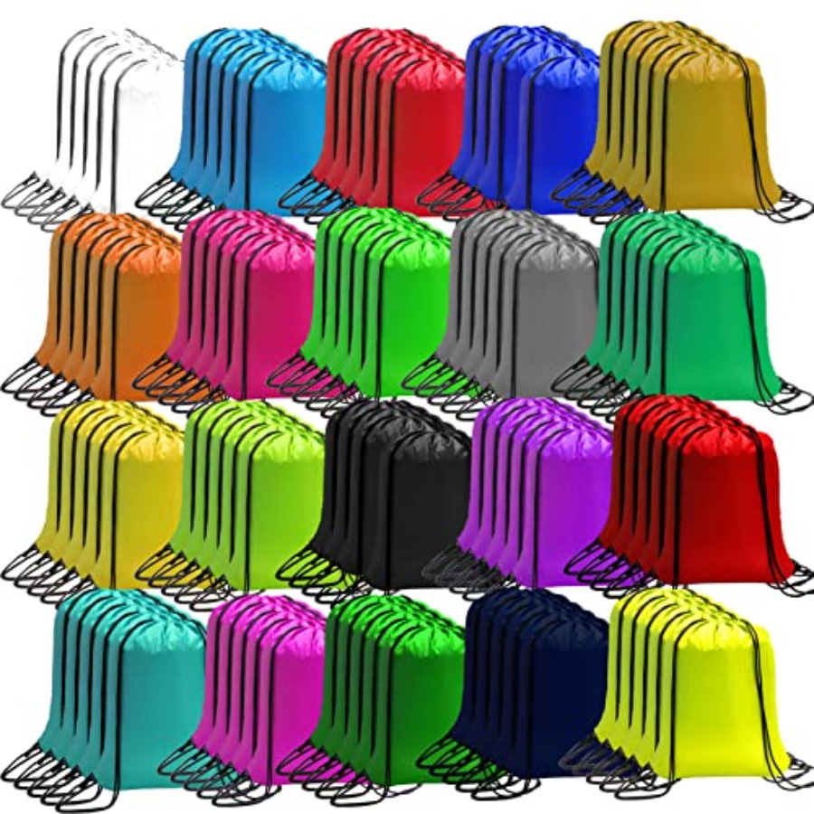 Drawstring Gym Bag - 100 Pack Drawstring Bags Bulk, Draw