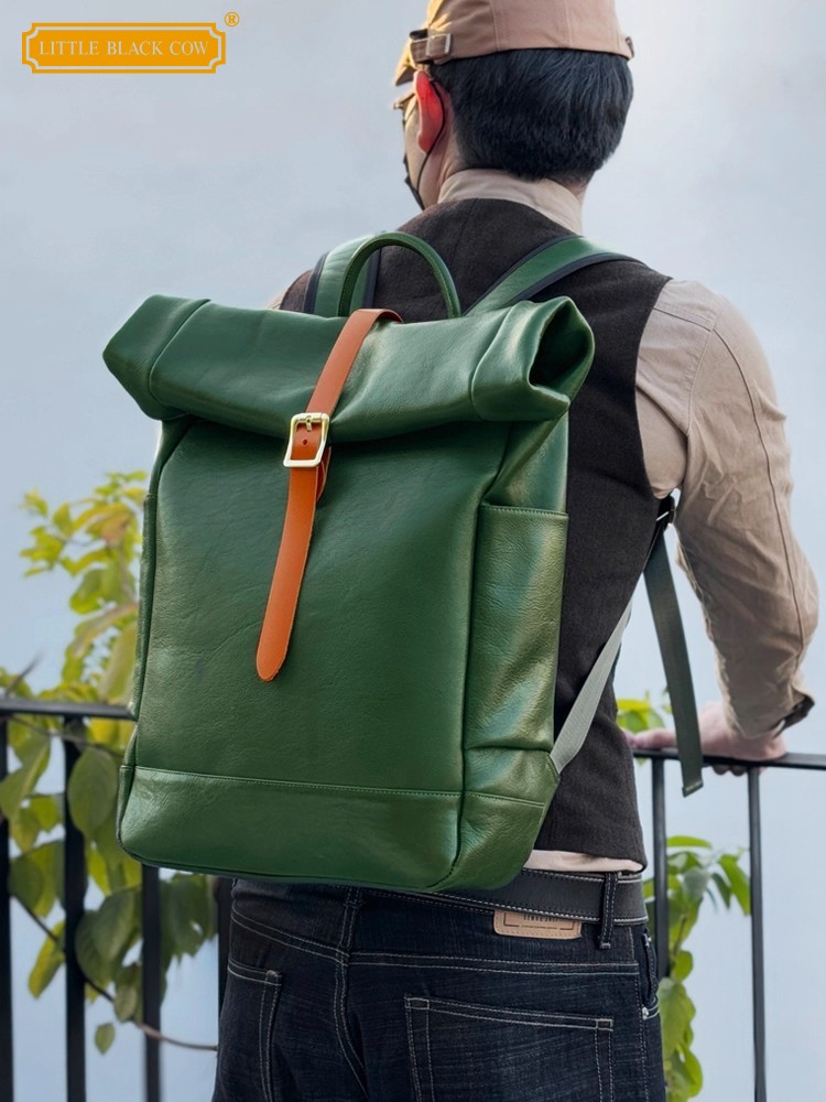 Large Capacity Mens Genuine Le – Leather Backpack Vintage Bewertung und Preis