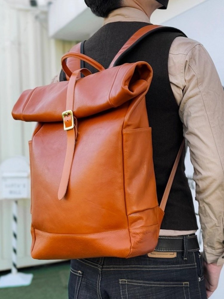 Large Capacity Mens Genuine Le – Leather Backpack Vintage Bewertung und Preis