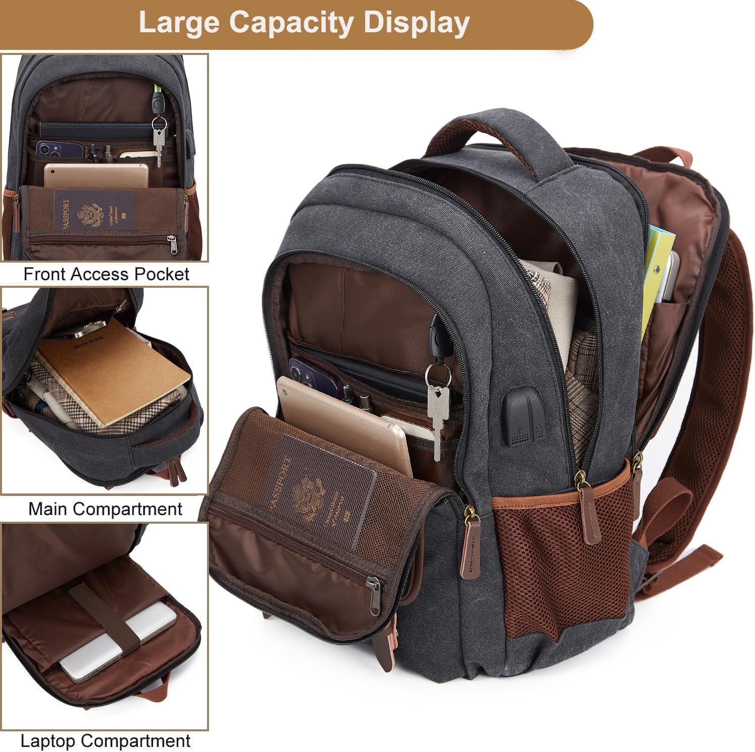 Canvas Travel Laptop Backpack, – Laptop Backpack 15.6 Bewertung und Preis