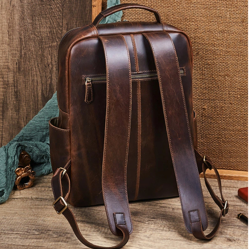 Men's Top Grain Waxed Leather  – Leather Backpack Vintage Bewertung und Preis