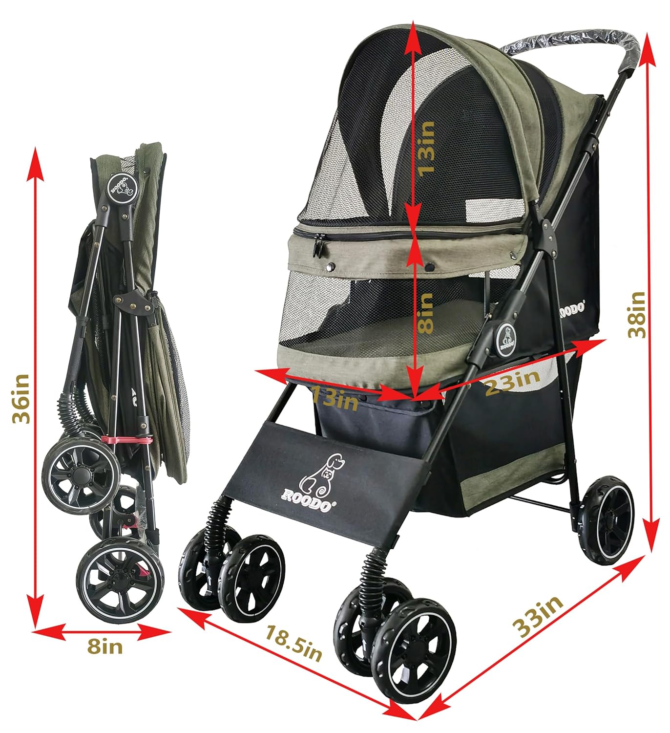 4 Wheel Dog Cat Pet Stroller,  – Foldable Backpack Small Bewertung und Preis