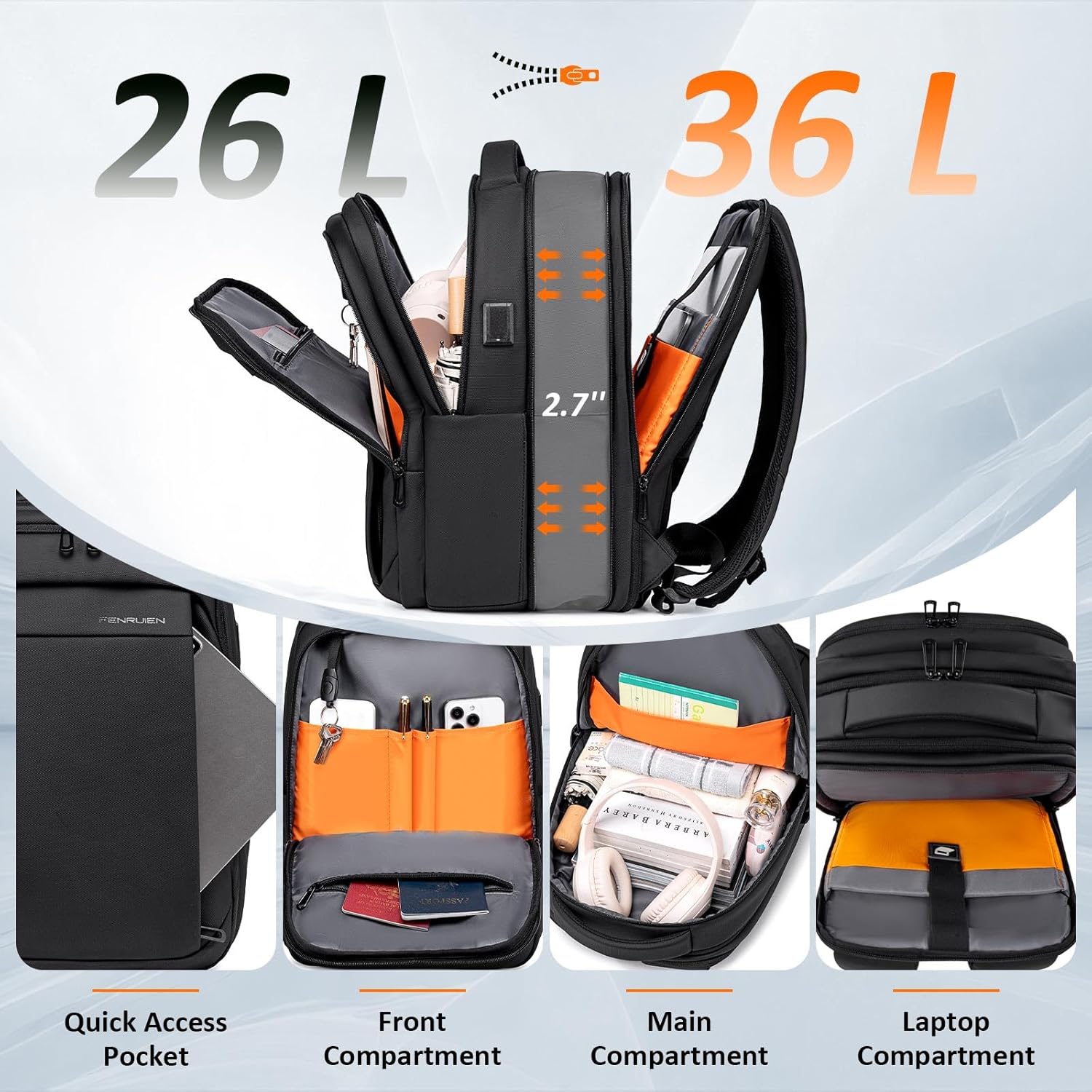 Expandable Travel Backpack, Wa – Laptop Backpack 15.6 Bewertung und Preis