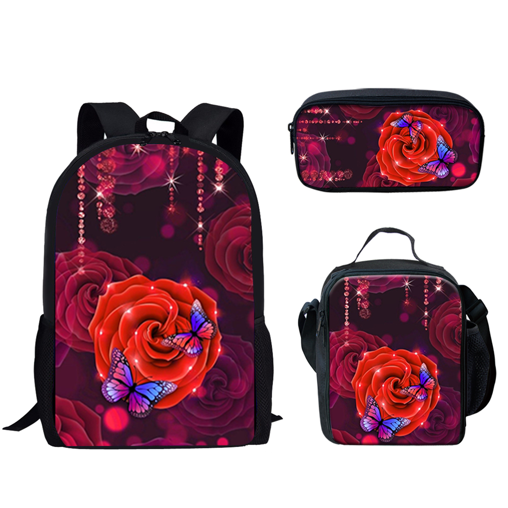 Gothic Red Rose Design Print 3 – School Backpack Teen Bewertung und Preis