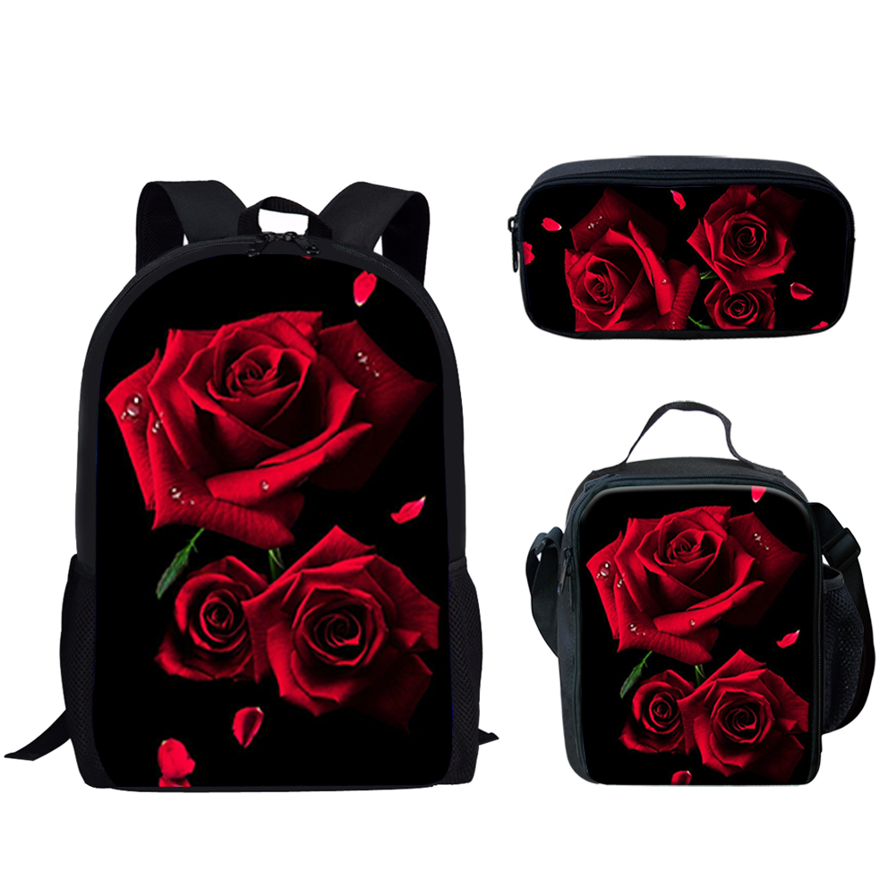 Gothic Red Rose Design Print 3 – School Backpack Teen Bewertung und Preis