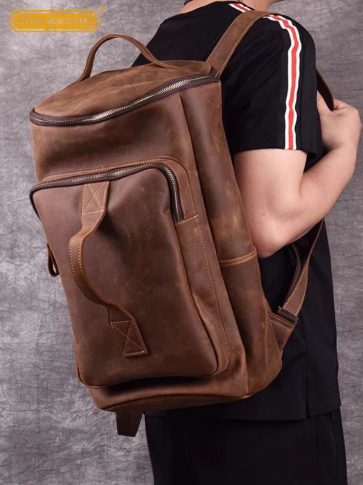 Handmade Mens Large Capacity T – Leather Backpack Vintage Bewertung und Preis
