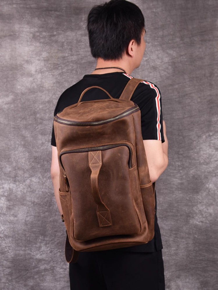 Handmade Mens Large Capacity T – Leather Backpack Vintage Bewertung und Preis