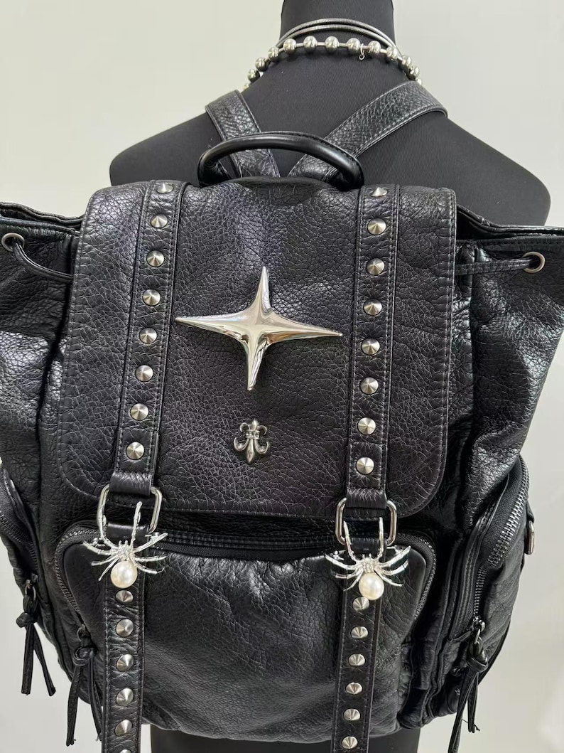 Gothic Punk PU Leather Shoulde – Leather Backpack Vintage Bewertung und Preis