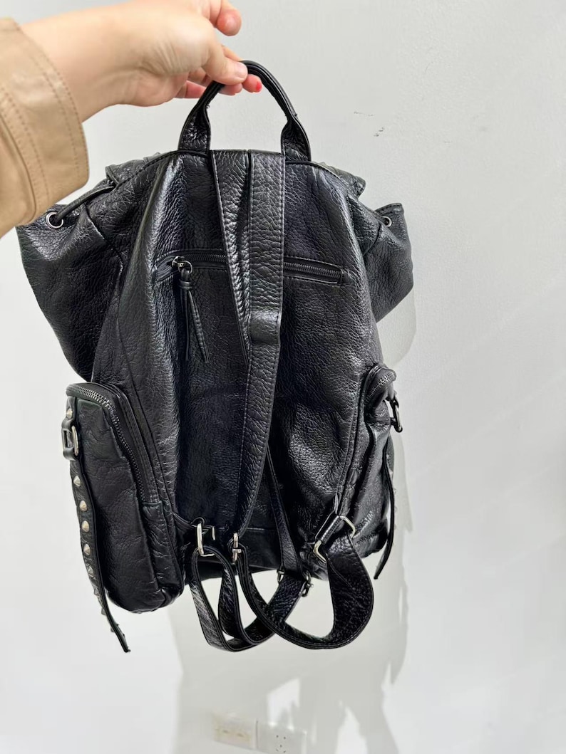 Gothic Punk PU Leather Shoulde – Leather Backpack Vintage Bewertung und Preis