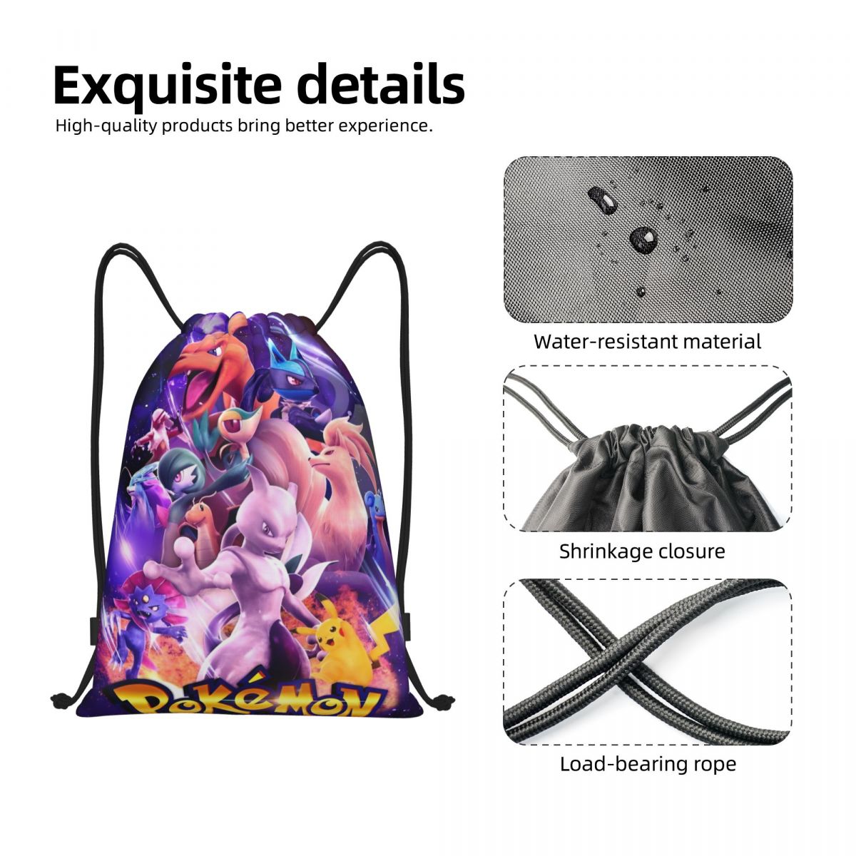 Cute Cartoon Manga Poke-Mon Ba – Drawstring Gym Bag Bewertung und Preis